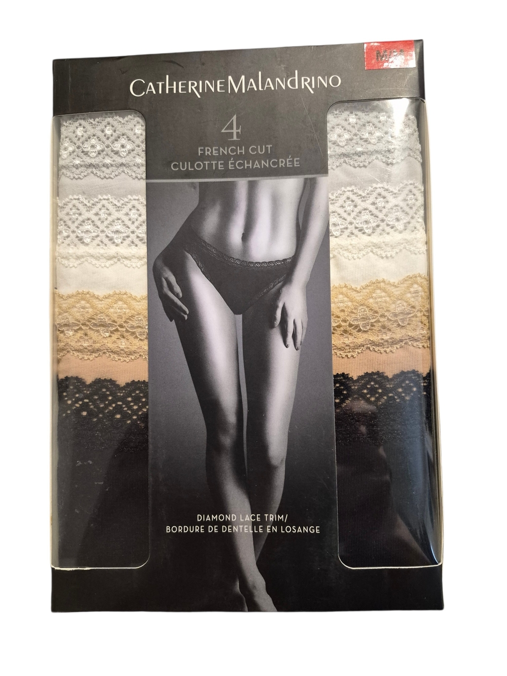 Catherine Malandrino Lace-Trim French Cut Panty Set — White, Cream, Tan, Black